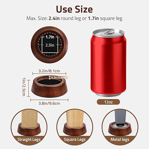 Miniatura 2 de Bloques de Madera para Elevar la Cama - Extensoes de Altura para Muebles de 1 Pulgada en Círculo para Sofá, Sofá Cama, Escritorio, Silla, Mesa, Base