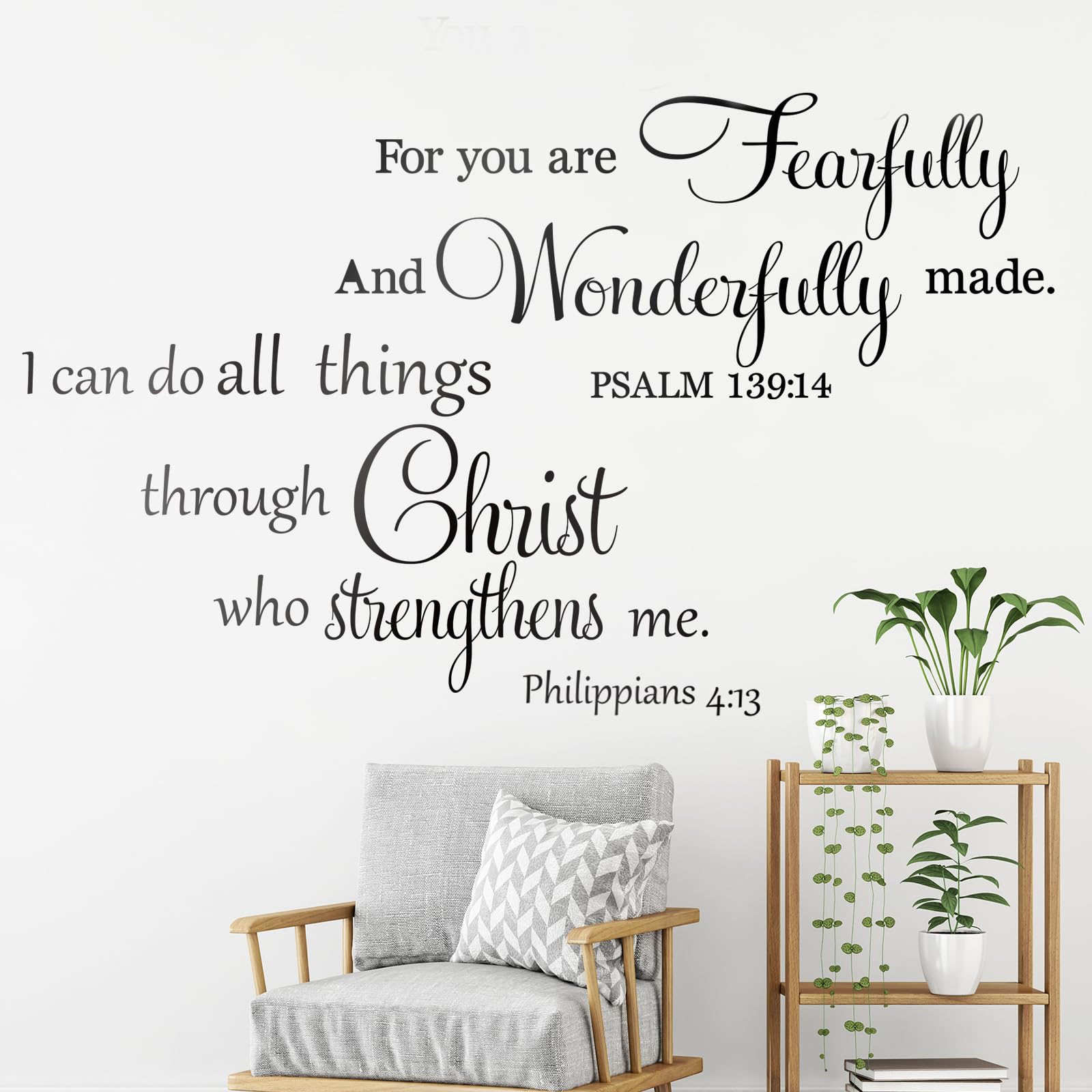 Outus 2 Pcs Scripture Wall Decals Bible Verse Wall Stickers Vinyl Christian Quotes I Can Do All Thing Through Christ Who Strengthens Me Inspirational Quotes Decals Wall Decor Religious Art for Home
