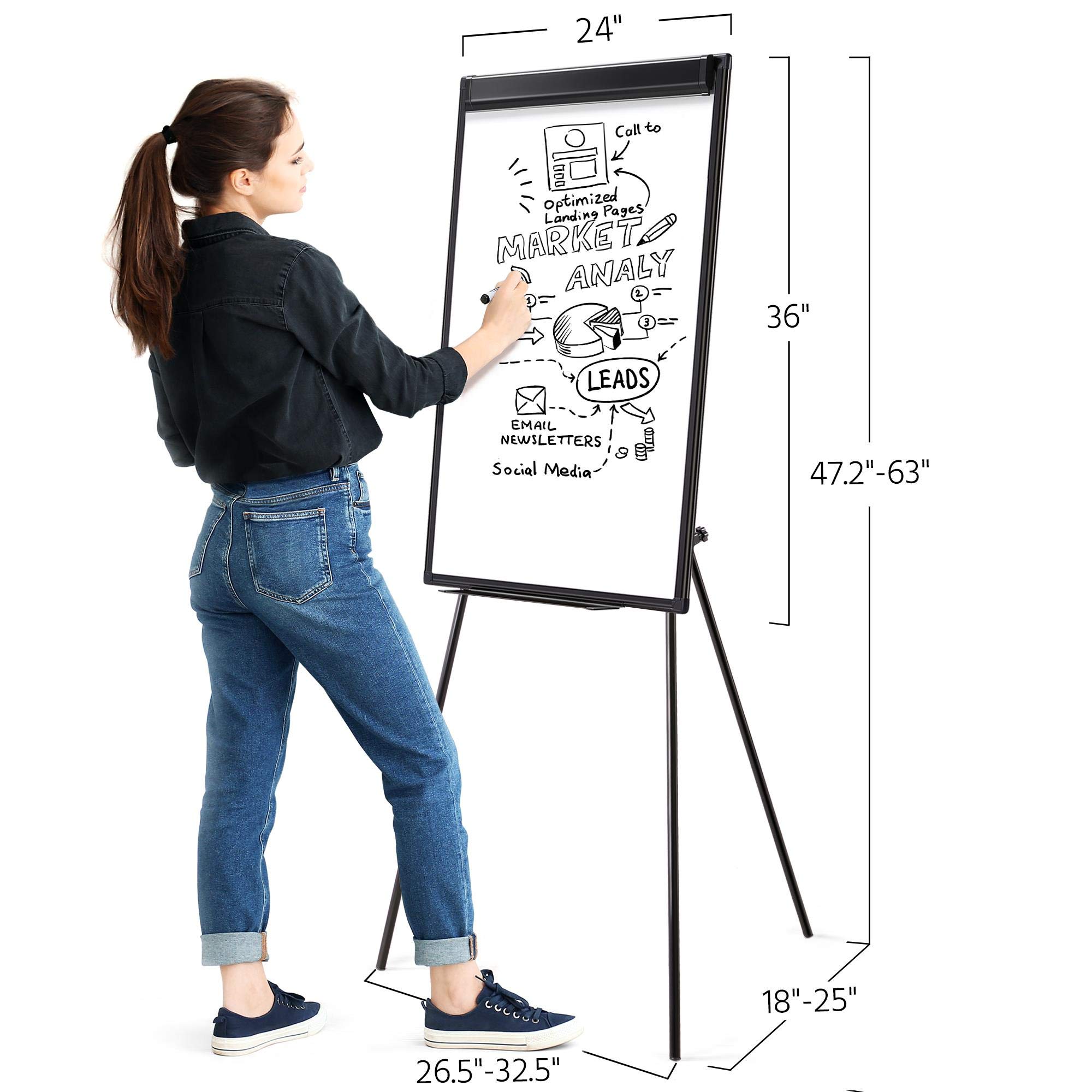 Yaheetech Tripod Whiteboard Portable Dry Erase Board 36x24 inches Flipchart Easel Board