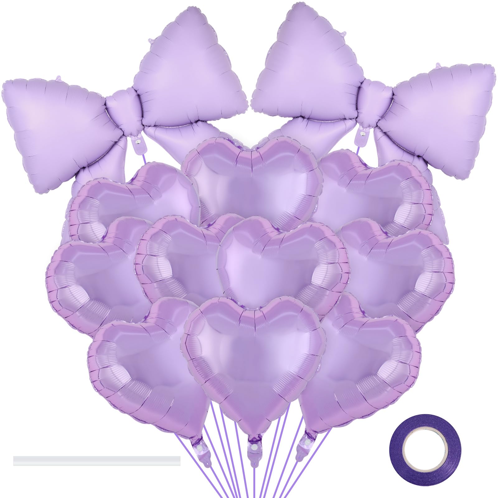 12 Pcs 18 Inch Heart Balloons and 38 Inch Bow Balloons, Large Foil Bow Heart Balloon Bow Party Decorations for Birthday Baby Shower Valentines Wedding Party