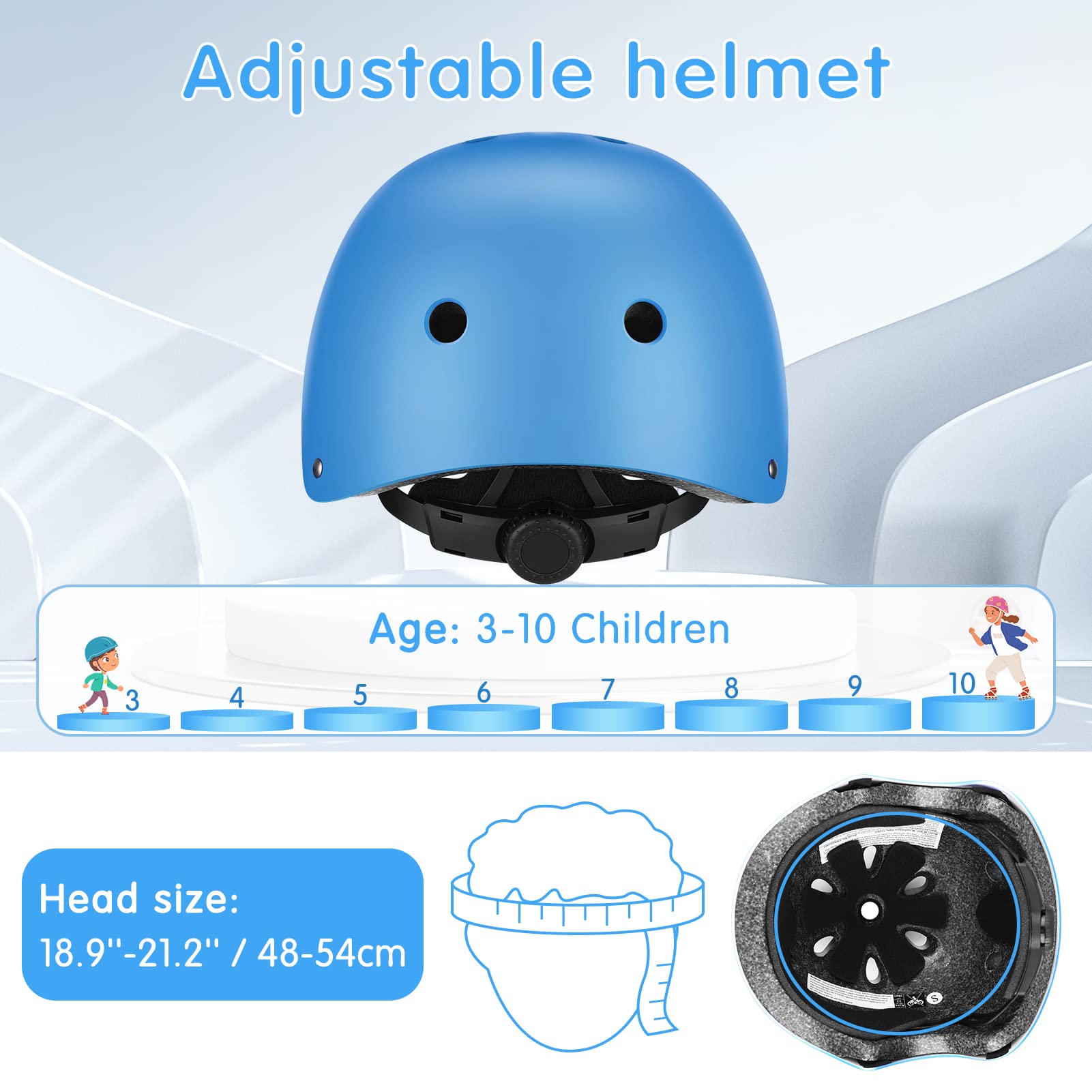 Set di Protezioni per Bambini,Wayeee Protezioni Pattini con Casco Regolabile Ginocchiere Gomitiere per Skateboard,Bicicletta,Pattinaggio, Monopattino