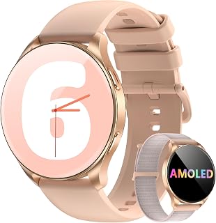 IOWODO Smartwatch Feminino AMOLED 1.43" com Chamadas Bluetooth, Relógio Inteligente 100+ Modos Esportivos, IP68, 2 Pulseiras - Compatível iPhone/Android