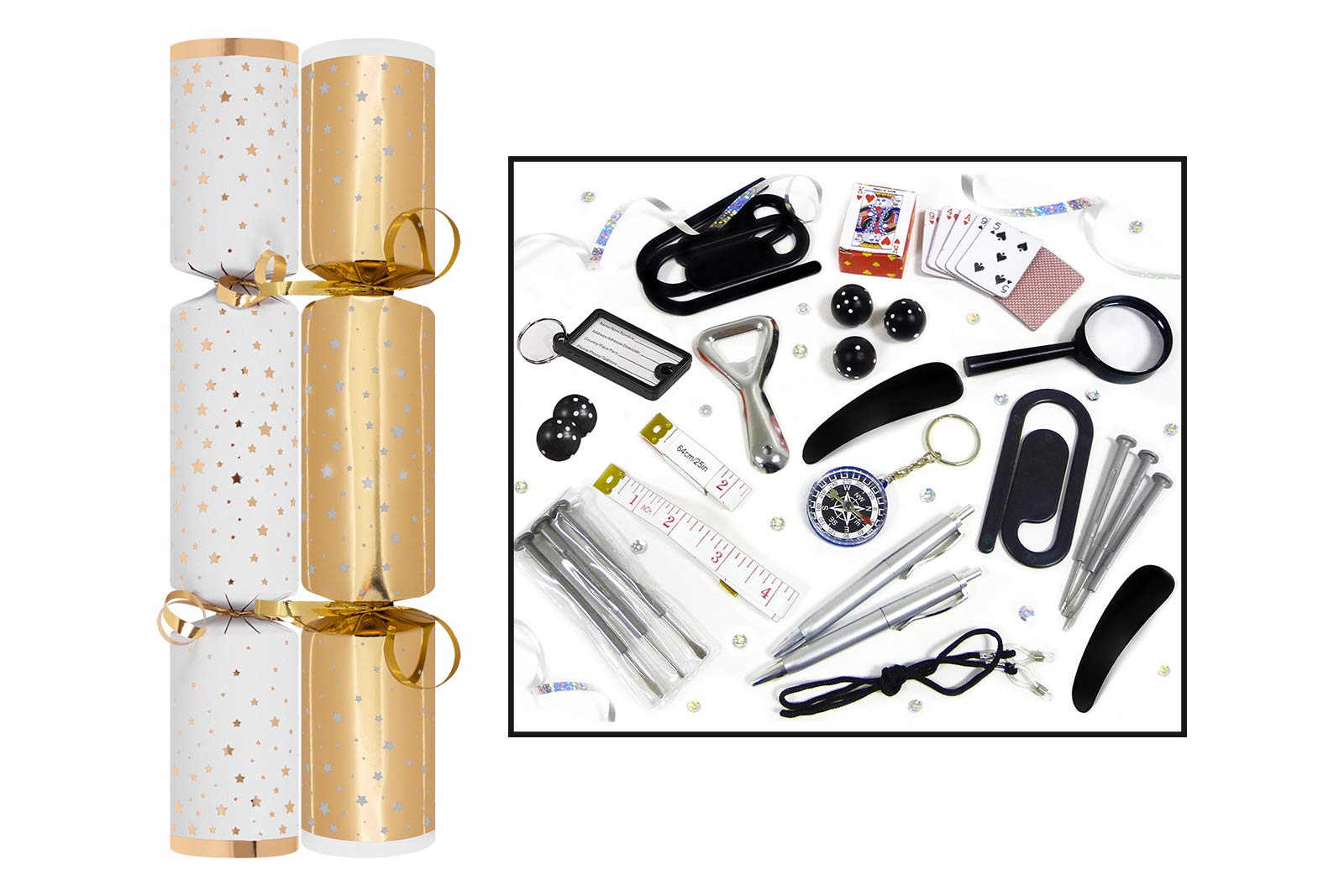 RSW 50 Gold Star 12" Christmas Crackers New Year Party Bulk Xmas