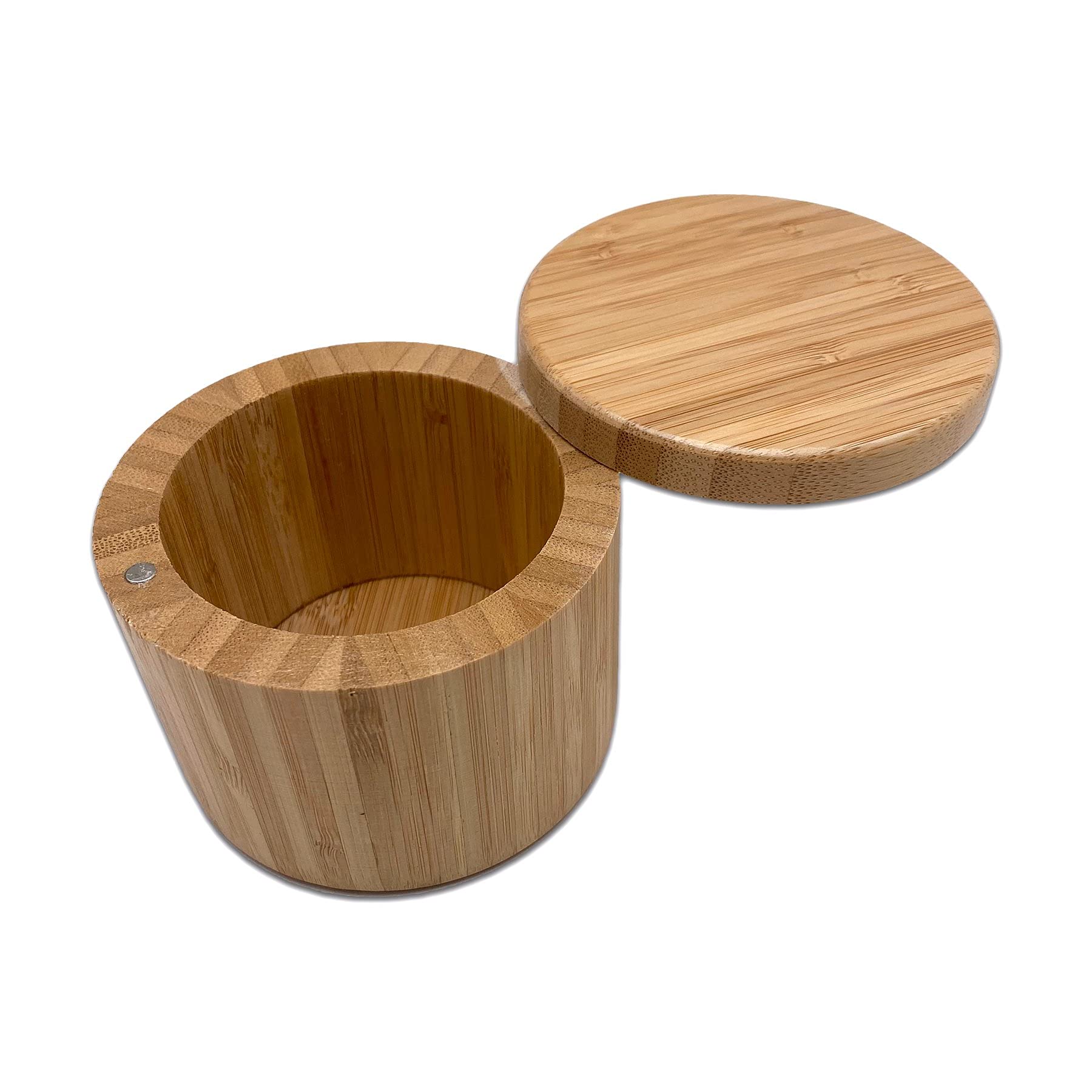 Bam & Boo - Natural Bamboo Spice Box with Magnetic Swivel Lid for Salt, Sugar, Spices, Herbs or Office Supplies(3.5 x 3.5 x 2.75 inches)