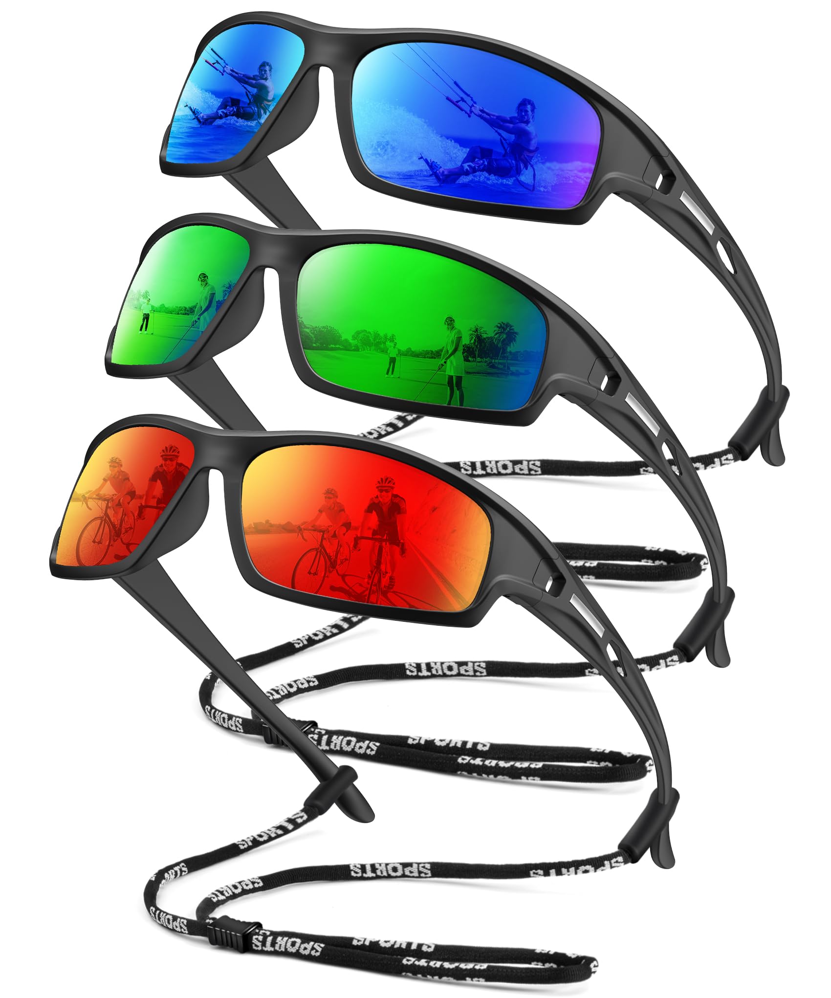 HENGOSEN Occhiali da sole sportivi uomo donna occhiali da sole polarizzati occhiali sportivi uomo: Sunglasses UV400 protezione pesca corsa