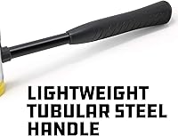 Vista 5 de Powerbuilt Martillo de Cara Suave de 16 Onzas, Goma que no Deja Marcas, Mango de Acero Tubular Ligero con Cómodo Agarre Antideslizante, Amarillo