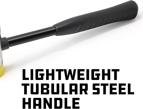 Miniatura 5 de Powerbuilt Martillo facial suave de 16 onzas, goma que no se daña, mango de acero tubular ligero con cómodo agarre antideslizante, amarillo negro