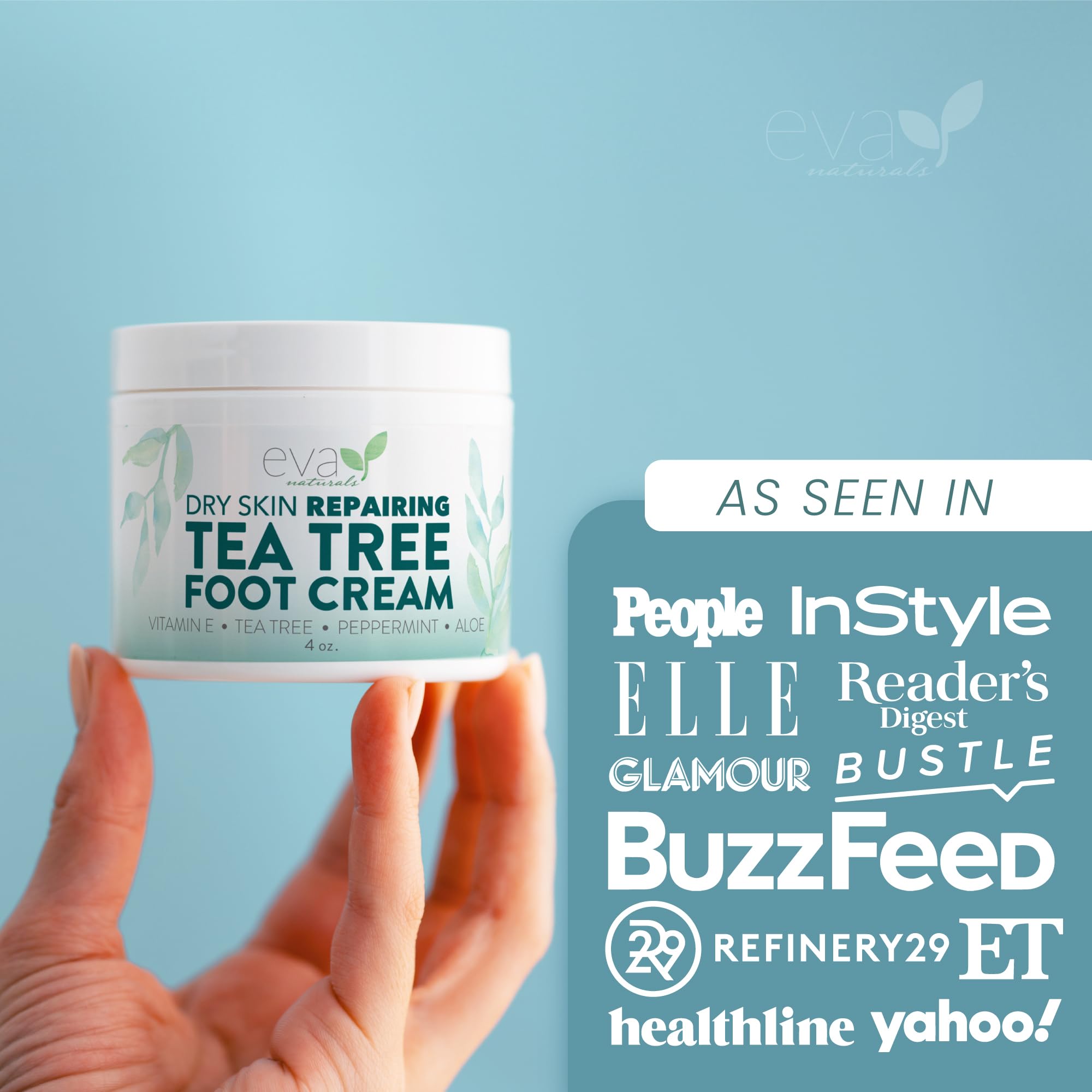 Crema de pies de árbol de té - Loción para pies con menta, mentol y menta verde - Tratamiento calmante para pies para talones y pies secos agrietados 8