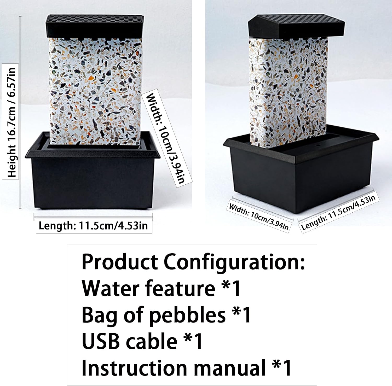 Mini Tabletop Water Fountain with LED Light & Powerful Pump – USB Powered Desktop Decor for Home, Office, and Tea Room