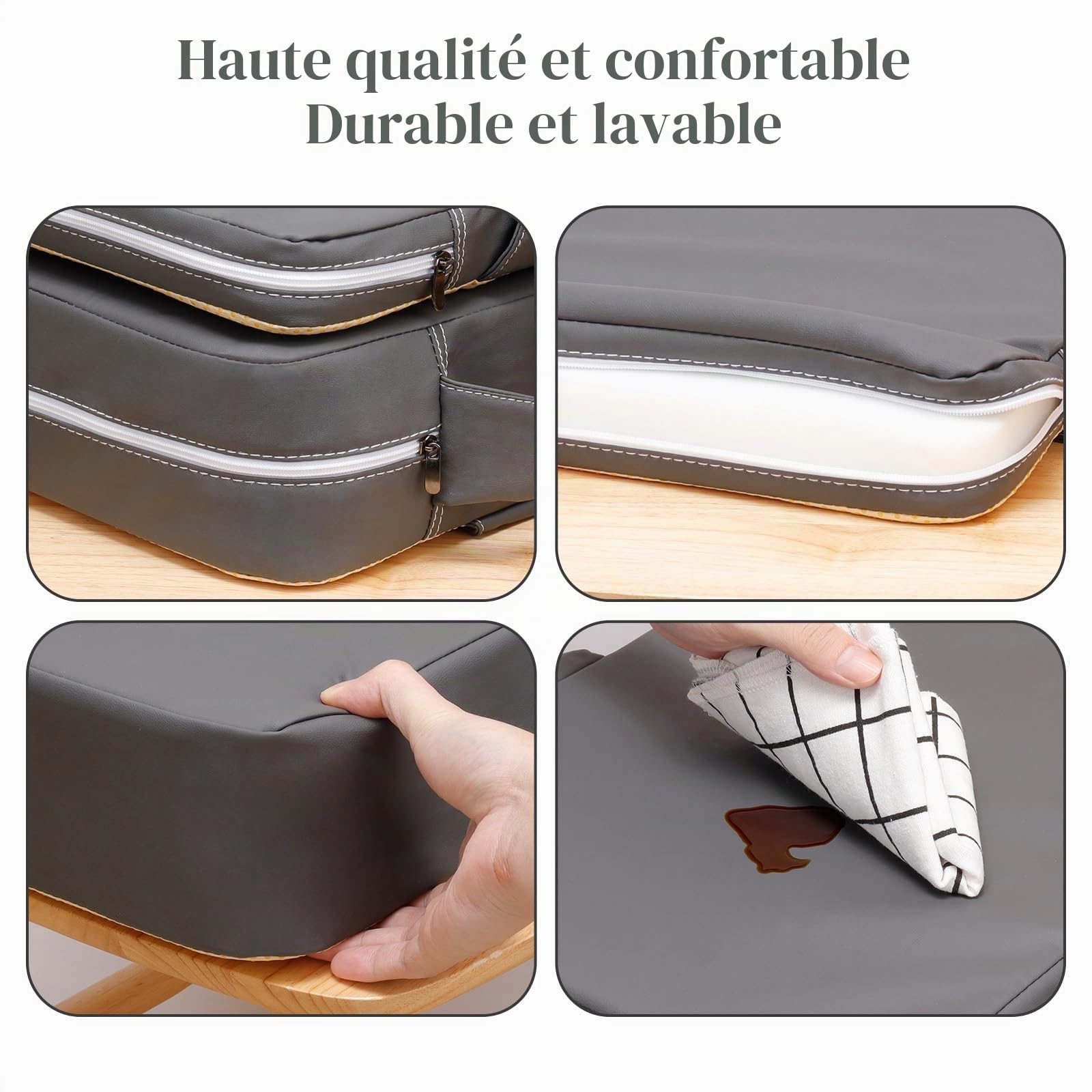 Rehausseur Chaise Enfant PU Lavable Rehausseur Chaise Bebe Antidérapant Rehausseur De Chaise Coussin Rehausseur Chaise Enfant Portable avec Dossier et Sangles de Sécurité Réglables en 3 points