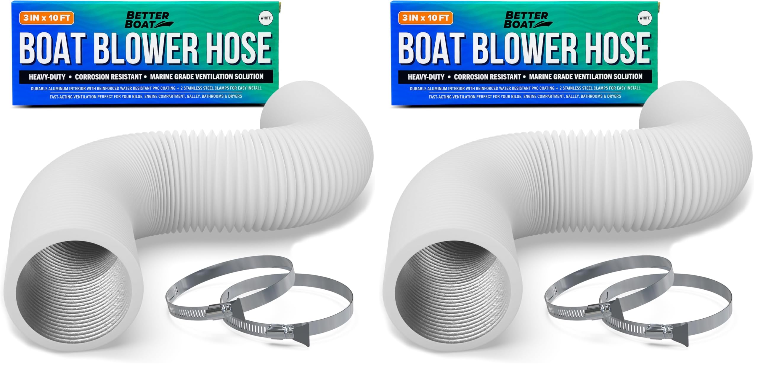 Boat Blower Hose, 3 Inch Marine Exhaust Hose, 10 Ft Flexible PVC Duct