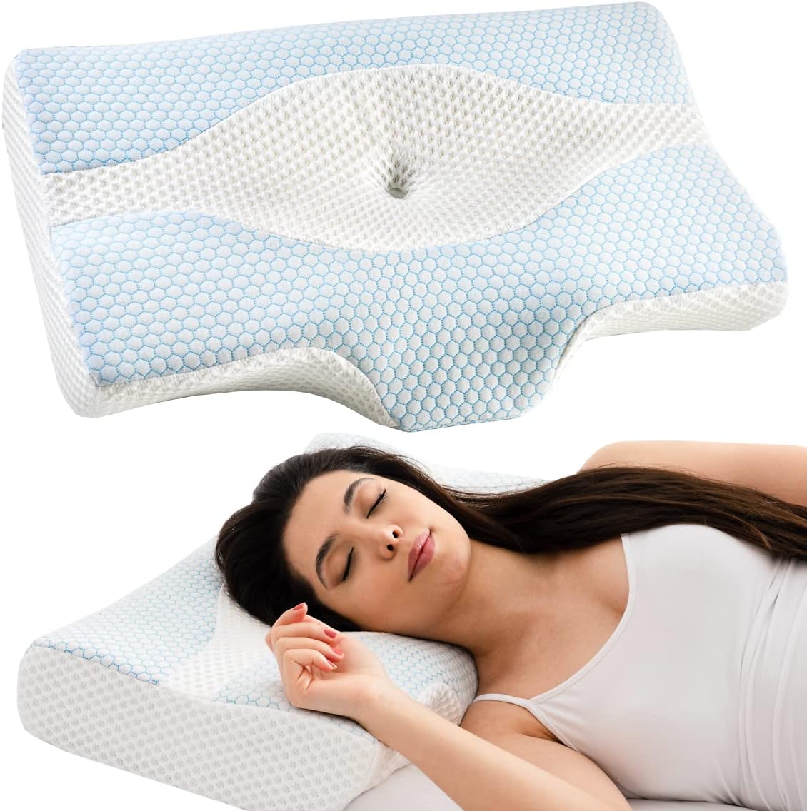 Stump-Stock Side Sleeper Pillow for Neck and Shoulder Pain Cervical Pillow for Neck Pain Relief Memory Foam Pillows Neck Pillows for Pain Relief Sleeping Neck Support