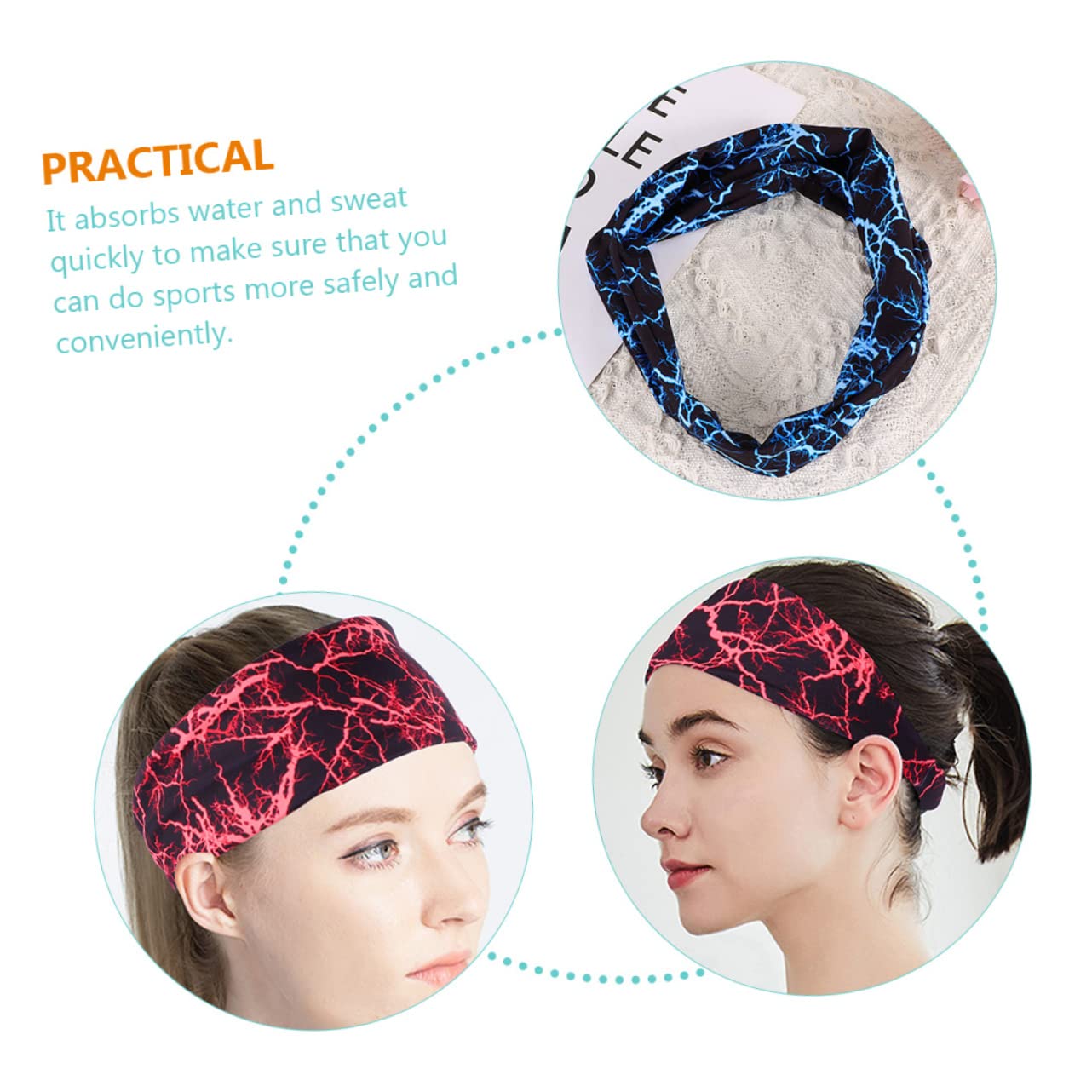 Toyvian Fitness Antiperspirantgürtel Schweißbänder Elastische Haarbänder Stirnband Dochtwirkung Haarband Mit Clips Trainingsstirnbänder Für Frauen Bands Polyester
