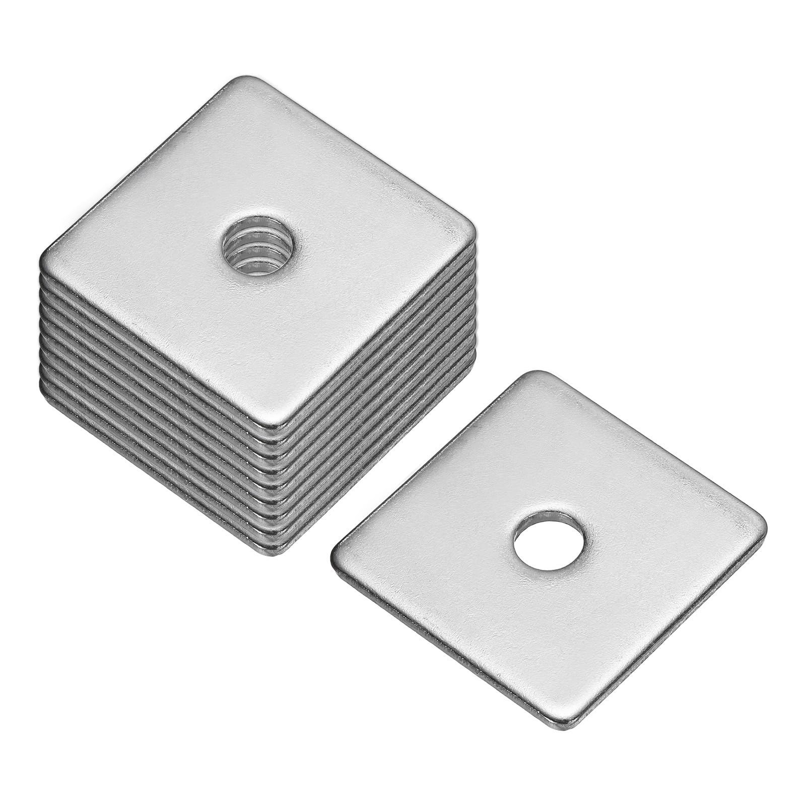 sourcing map Square Washer, 10Pcs M6x30x30x2mm 304 Stainless Steel Square Plate Washers Flat Pad Spacer Gasket for Hardware Fastener