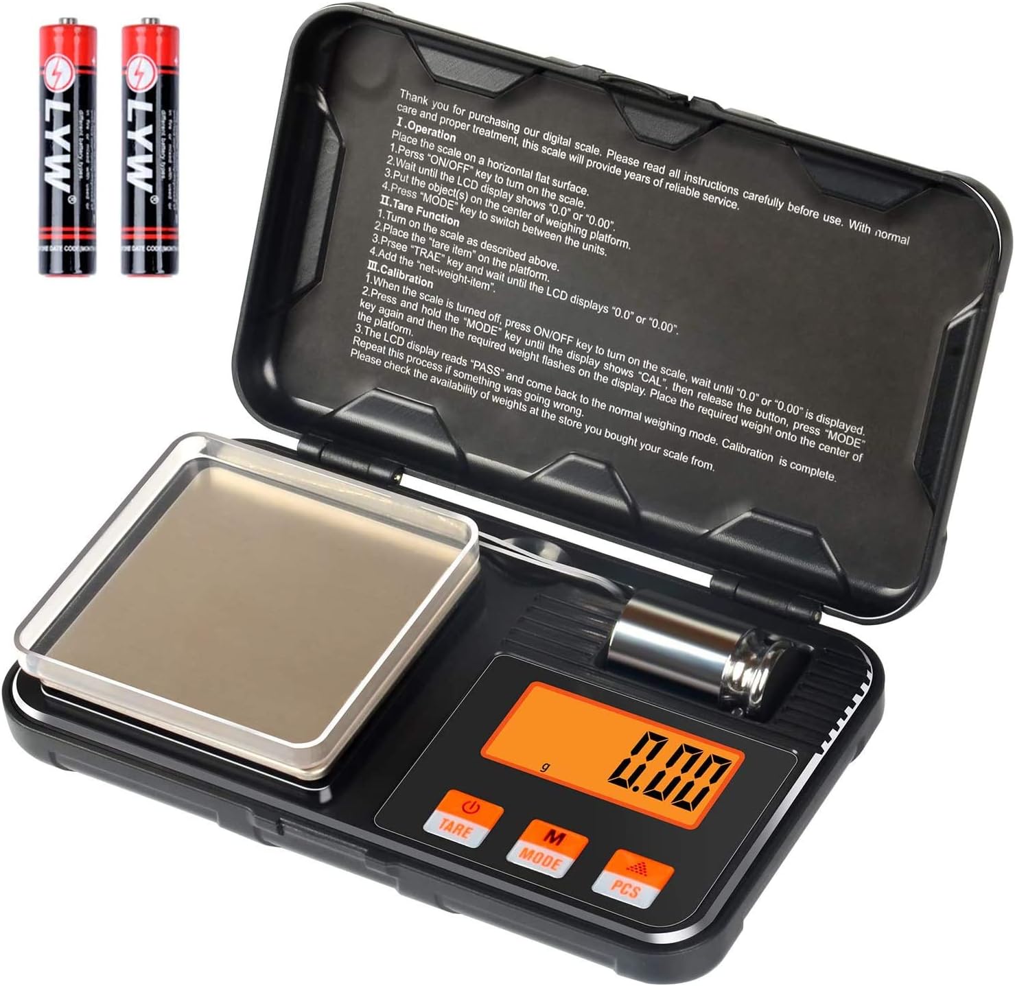 Guang Ying ZD Digital Scale 200G X 0.01G Gram With Pocket Size, 50G Calibration Weight,6 Units Conversion, Lcd Back Lit Display, Use For Jewelry/Medicine/Food/Powder/Coin, Cx298 03, black