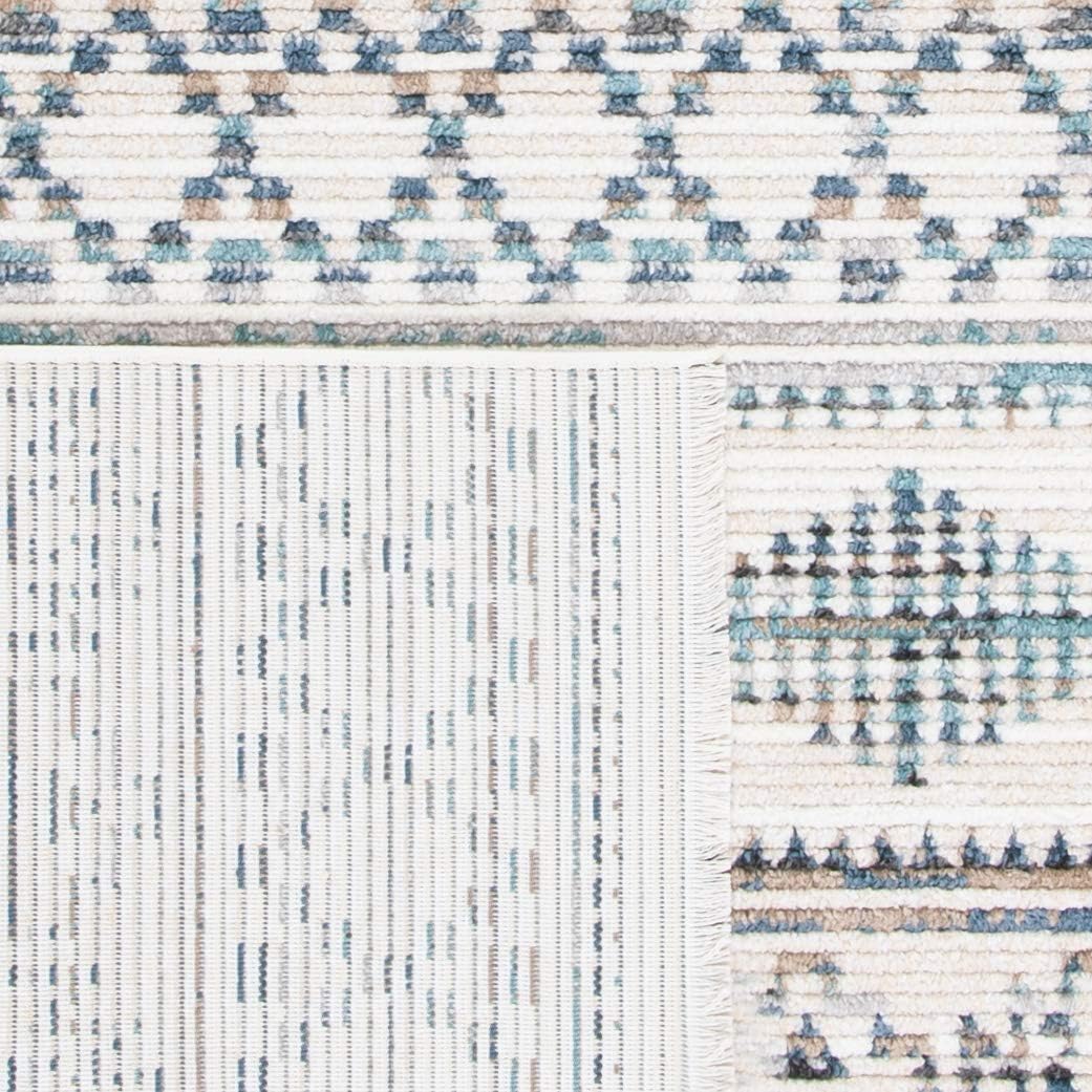 SAFAVIEH Sedona Collection Runner Rug - 2'4" x 9', Ivory & Blue, Moroccan Boho Tribal Design, Non-Shedding & Easy Care, Ideal for High Traffic Areas in Living Room, Bedroom (SED807C)