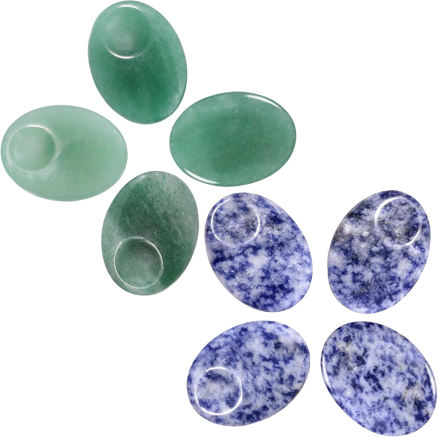 Nupuyai Sodalite & Green Aventurine Oval Thumb Worry Stone Set - Image 5