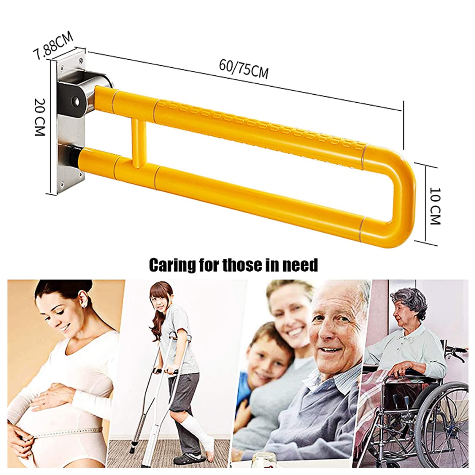 Corrimano, Barre di Sostegno ribaltabili per Bagno, corrimano di Sicurezza per Bagno, corrimano per Vasca da Bagno, Doccia, WC, Pieghevole a Forma di U, per casa, Hotel, disabili,