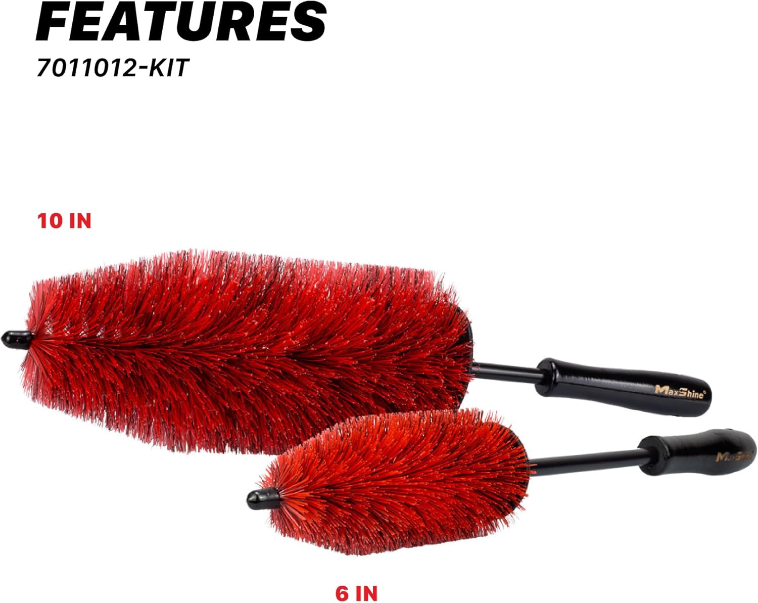 Maxshine Universal Wheel & Rim Brush Set, 2-Piece (10” & 6”) – Soft Non-Abrasive Bristles with Comfort Grip – Car Detailing Brushes for Safe Wheel & Tire Cleaning on Cars, Trucks, SUVs & Motorcycles
