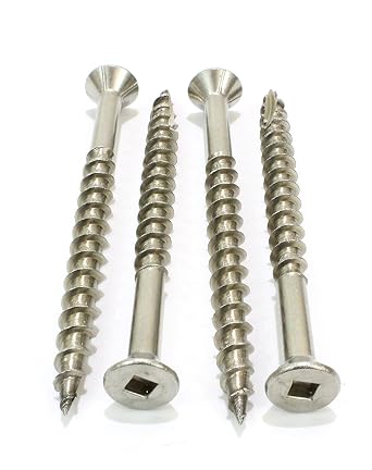 #10 x 2-1/2" Stainless Deck Screws, 100 Pack Square Drive, Type 17 Wood Cutting Point, 18-8 305 Stainless Steel, Hidden Fasteners Corrosion Resistant, by Bolt Dropper, Deck Screws