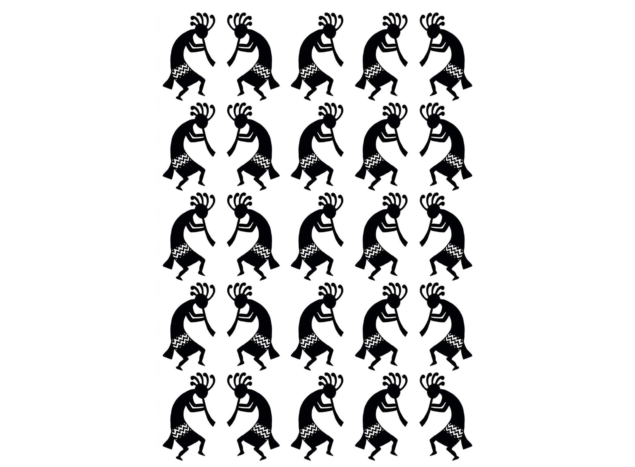 Kokopelli Twins 25 pcs 1 Inch Black Fused Glass Decals