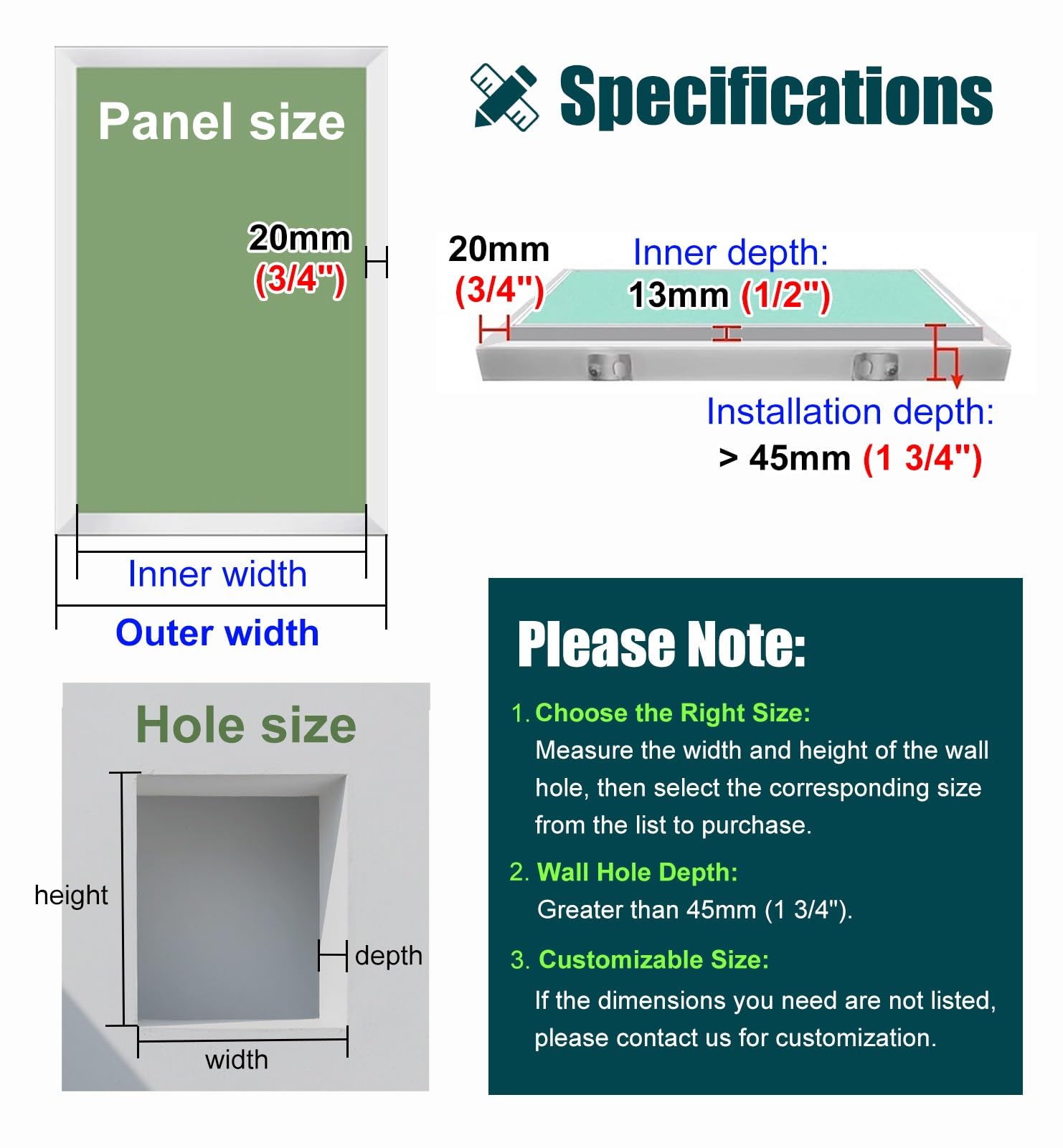 ZIMGOD Trampilla Pladur Puerta Empotrada con Panel de Acceso para Paneles de Yeso y Marco Metálico, Placas de Cubierta de Plomería Ocultas para Pared/Techo, Tapa de Registro(18x36in (45x90cm))