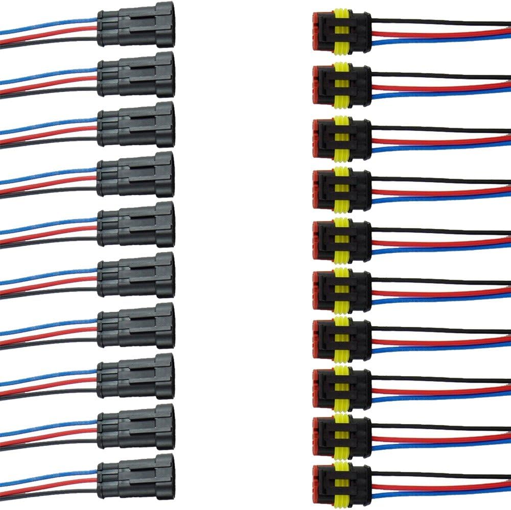 Etopars 10 X 3 Pin Way Car Auto Waterproof Electrical Connector Plug Socket Kit with Wire AWG Gauge Marine