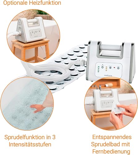 Medisana BBS Luftsprudelbad, Sprudelmatte Badewanne, Whirlpool Matte für die Badewanne, inkl. Aromaspender, 3 Intensitätsstufen, Spa für Zuhause, Wellness Badewannenzubehör - 4