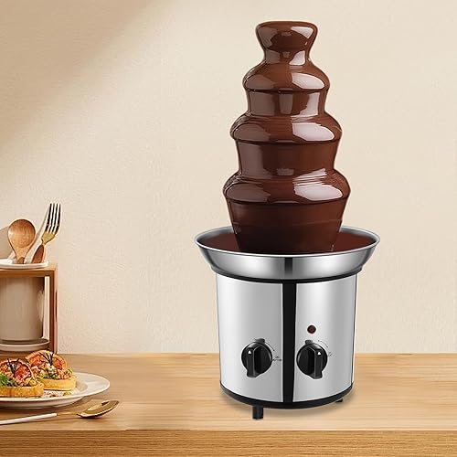 Máquina de fuente de chocolate, fuente eléctrica de fondue de chocolate de 4 niveles, máquina de fuente de queso de capacidad de 1.8L60.86 onzas