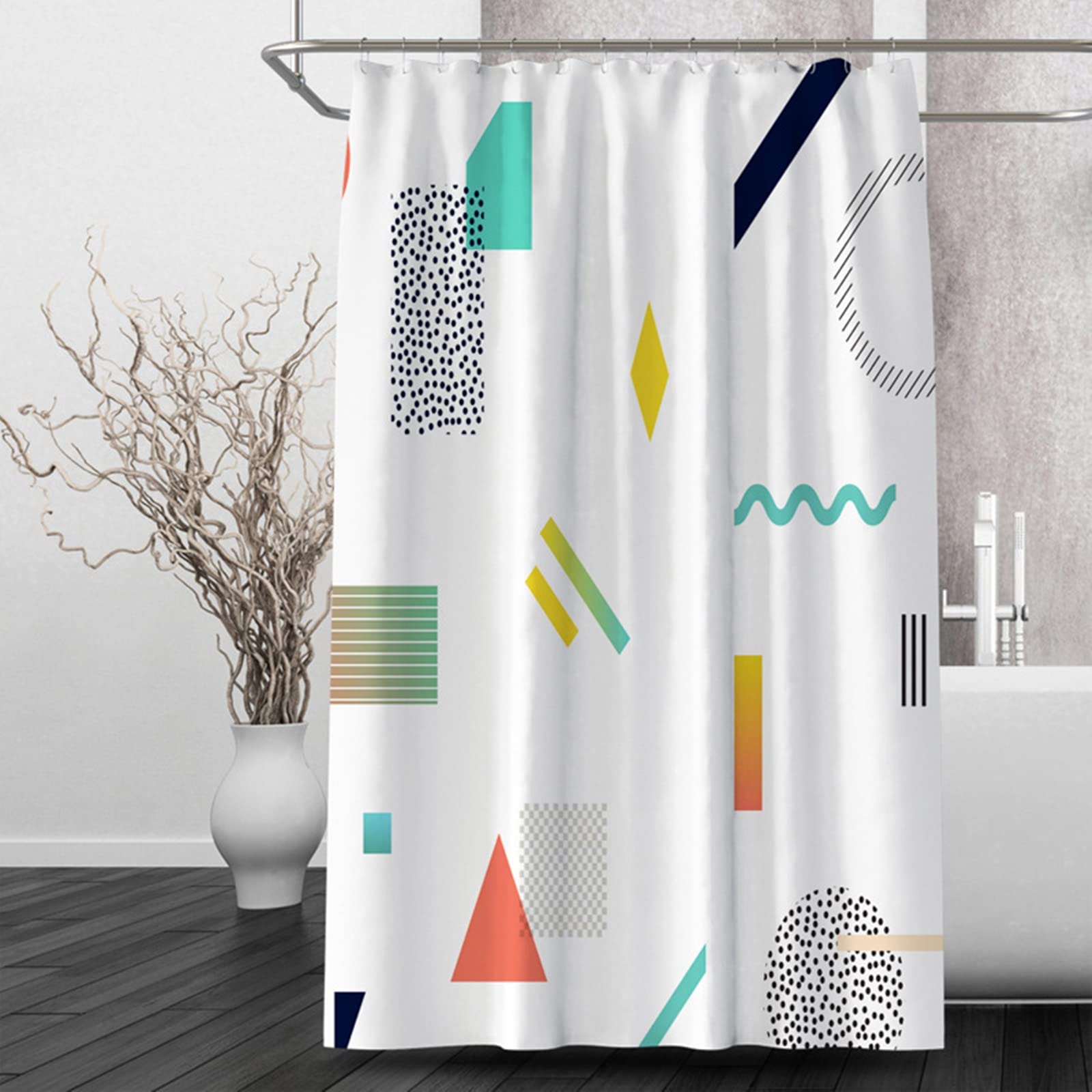 Rideau de douche KnSam 200x200cm en polyester géométrique à rayures