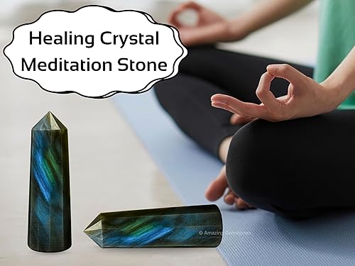 Miniatura 7 de Torres de cristal de labradorita  Obelisco de punto de cristal curativo natural para curación de Reiki y cuadrícula de cristal (3 a 4 pulgadas)