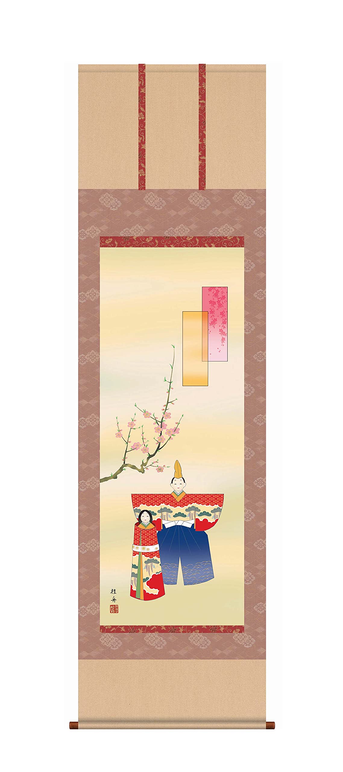 掛け軸 長江桂舟 立雛 絹本 希少 軸装 茶道具 掛軸 美品 です。 kakejiku_yg-1424