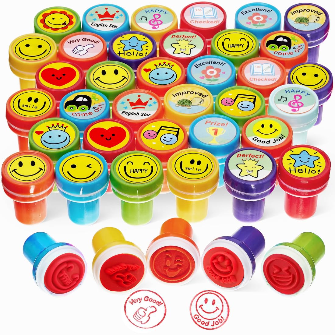 Oytra Rubber Stamps for Kids and Motivation Reward 40 Piece Self Inking Stamp Art Teachers Students Birthday Gift Craft Scrapbooking Birthday Party Favors & DIY Art Craft Supplies-image-17