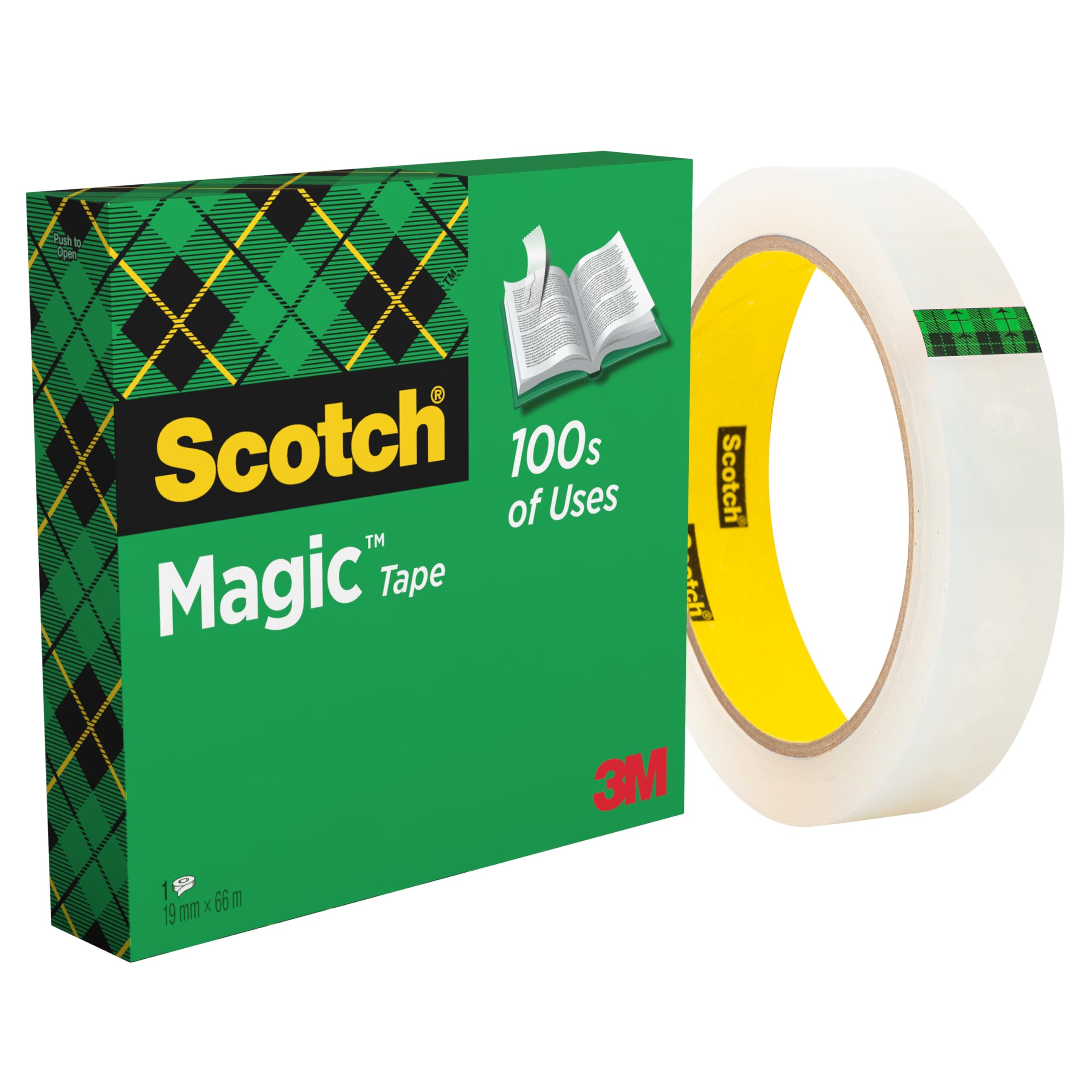 Scotch Magic Tape, 1 Roll , 19 mm x 66 m - General Purpose Sticky Tape for Document Repair, Labelling & Sealing