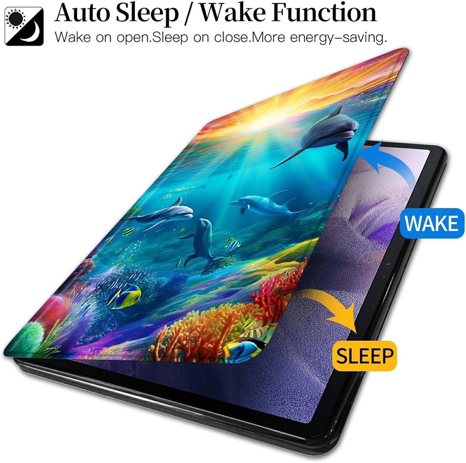 Case for Fire HD 10 2021-2023,Ocean with Dolphins image 3