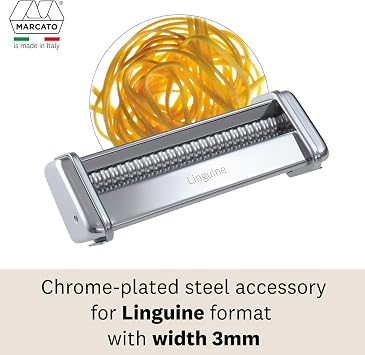 MARCATO Linguine Cutter Attachment, Made in Italy, Works with Atlas 150 Pasta Machine, 7 x 2.75-Inches, Silver