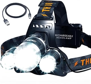 TDC Rechargeable Headlamp 1080 Lumen Super Bright USB-C Headlight for Camping, Hunting, Work, Hardhat - 10HR Battery, Waterproof