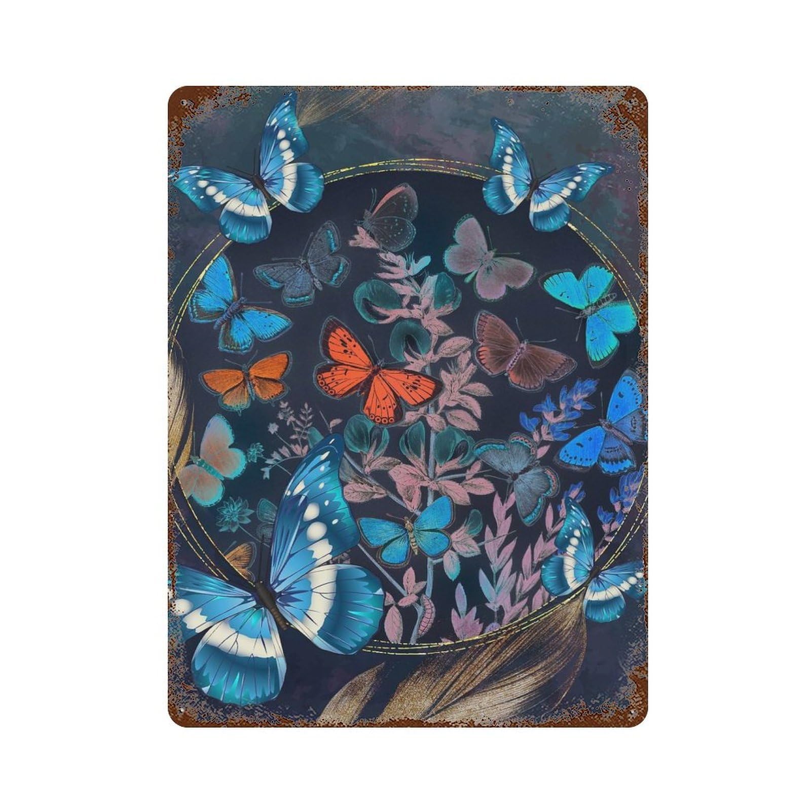 Fields of Gold Vintage Wall Sign 15.7"x11.8", Rust Effect Metal Decor for Cafe, Home Bar And Lounge Decor