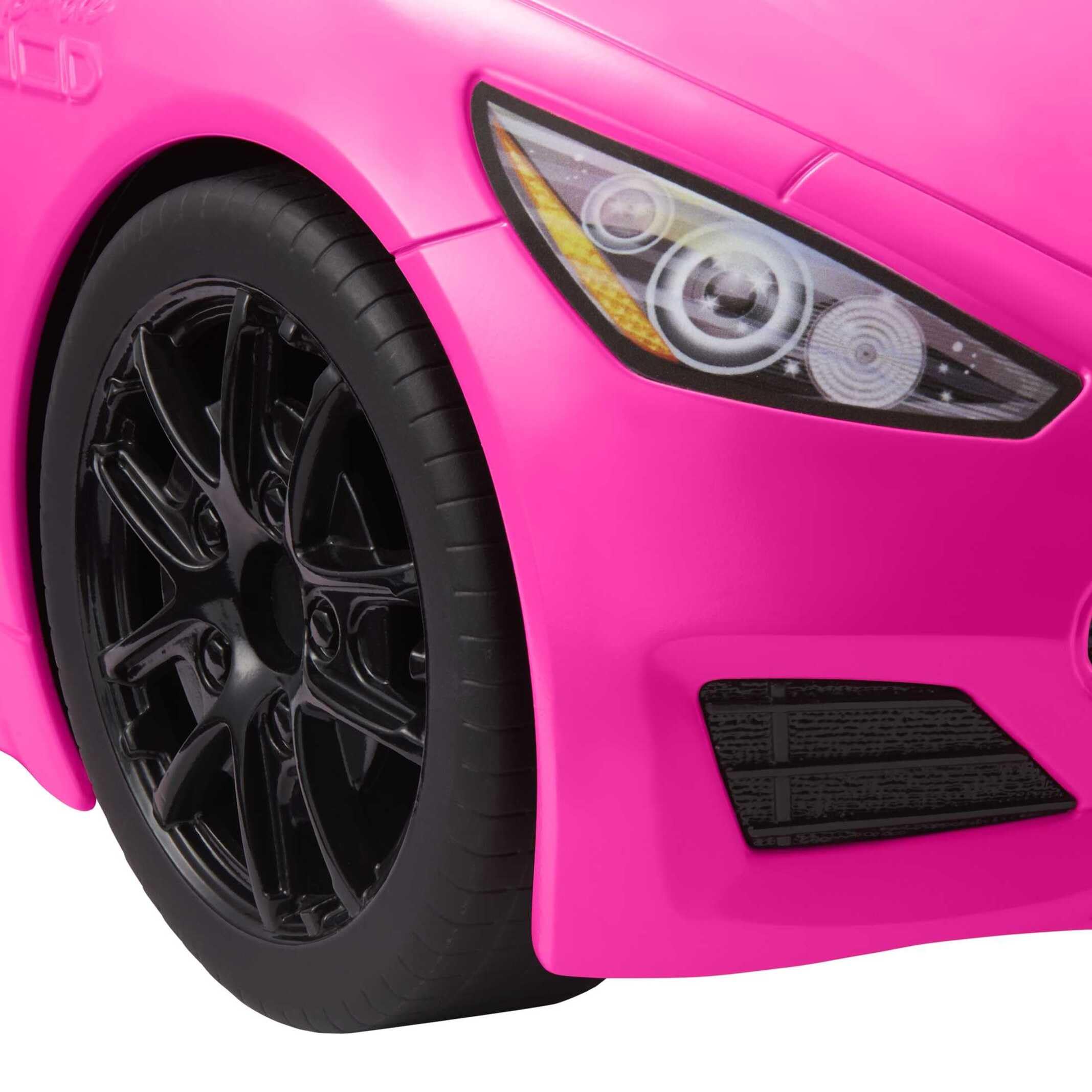 Barbie Descapotable Rosa con 2 plazas para muñecas, Coche de Juguete, Regalo para niñas y niños +3 años (Mattel HBT92)