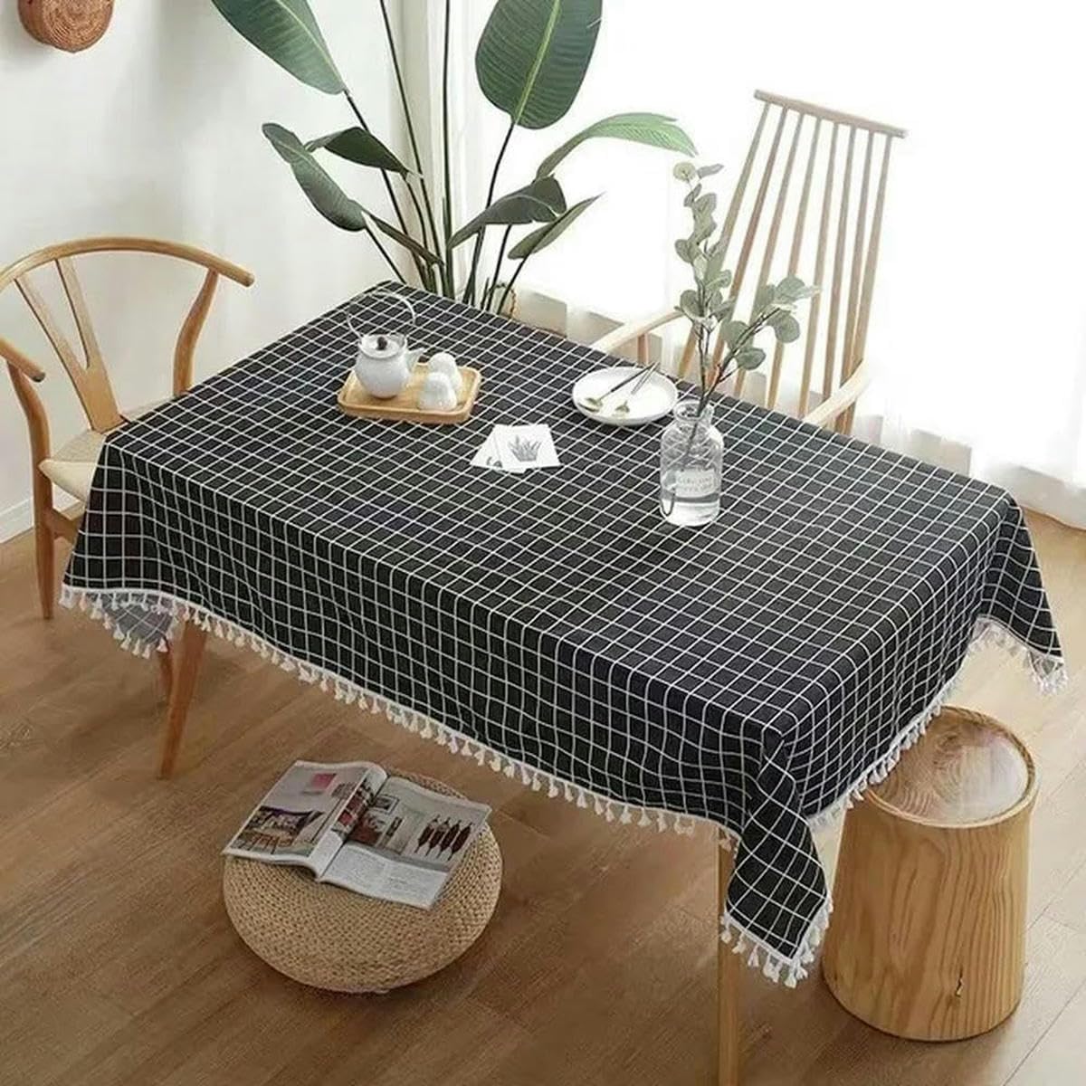 Nappe en coton à carreaux haut de gamme grand format 240 cm textile durable