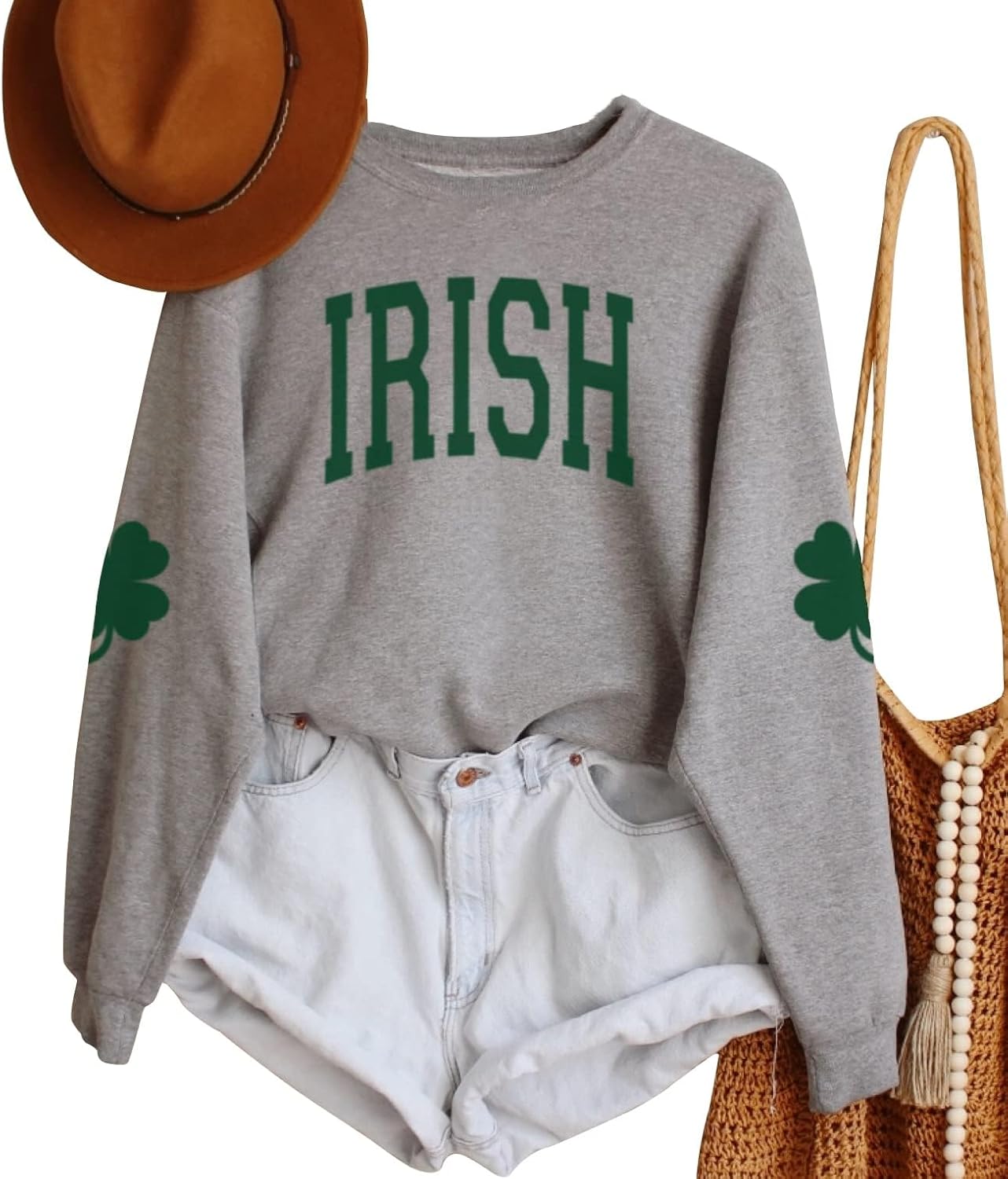 Women St. Patrick's Day Sweatshirts Shamrock Clover Print Shirts Casual Irish Gift Long Sleeve Loose Fit Tops - Image 6