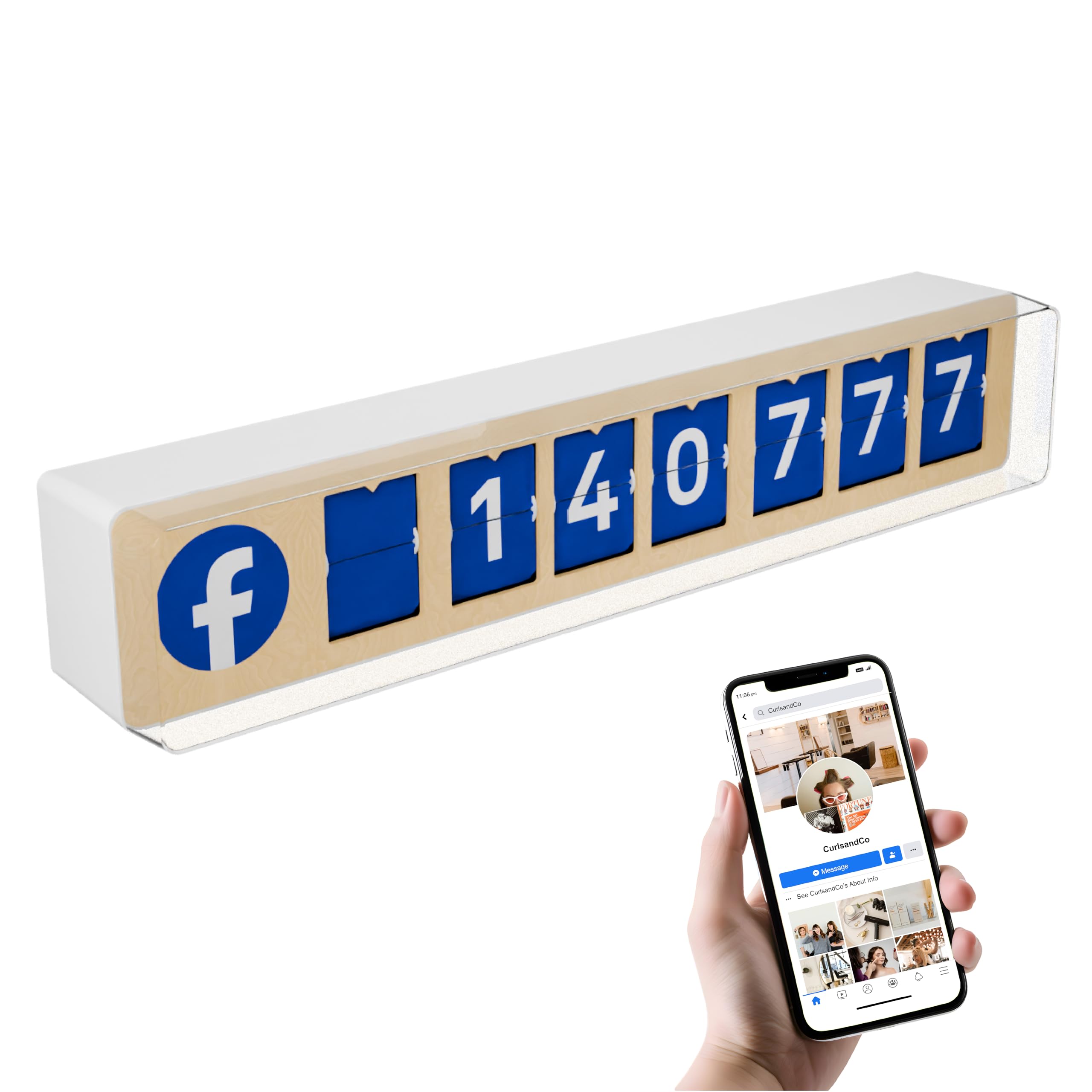 Instagram Follower Counter - Physical Device Connected to Your Business Social Networks in Real Time - Interactive Display - Awareness and Loyalty Booster - Wi-Fi & Hotspot (Blue, 7 Digits)