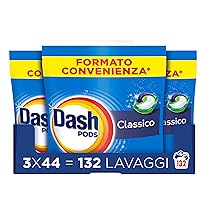 Dash Pods Detersivo Lavatrice In Capsule, 132 Lavaggi (3×44), Regolare, Rimuove Le Macchie, Efficace A Freddo Anche E In Cicli Brevi