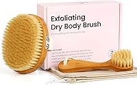 eaxun Bamboo Dry Brushing Set 2-Pack: Boar Bristle Face & Body Brushes for Lymphatic Drainage, Cellulite, Circulation & Glowing Skin