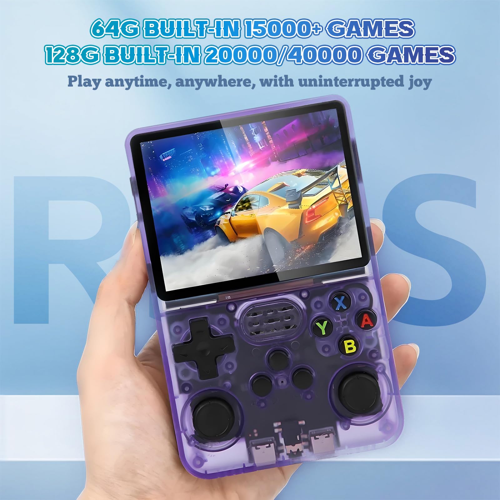R36S Retro Handheld Spielkonsole, Retro Konsole 3,5-Zoll-IPS-Bildschirm, 128 G über 40.000 Spiele, tragbare Spielkonsole für Kinder und Erwachsene, unterstützt mehrere Emulatoren (Schwarz)