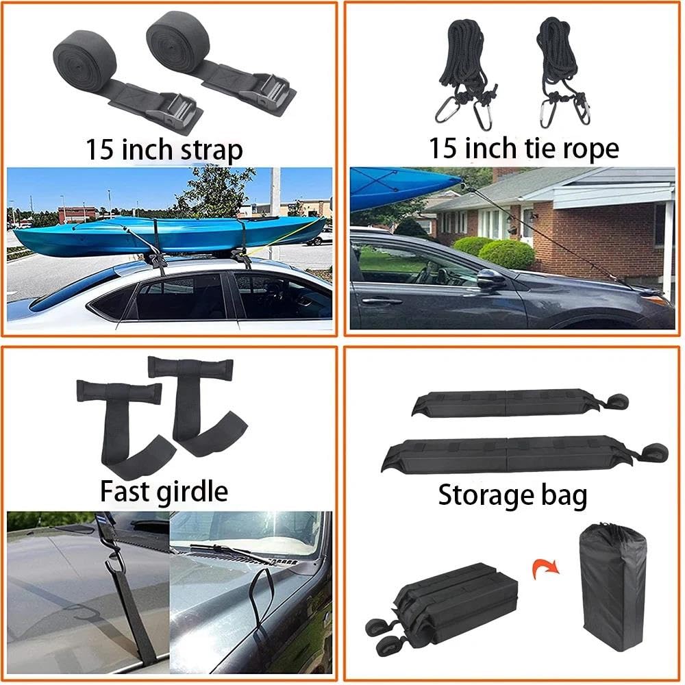 Portaequipajes Coche para Kayak/canoas/Tablas Snowboard/Soportes Windsurf Portaequipajes En El Techo Coche Portaequipajes Suave Plegable Universal Adecuado Coche Barras De Techo(B)