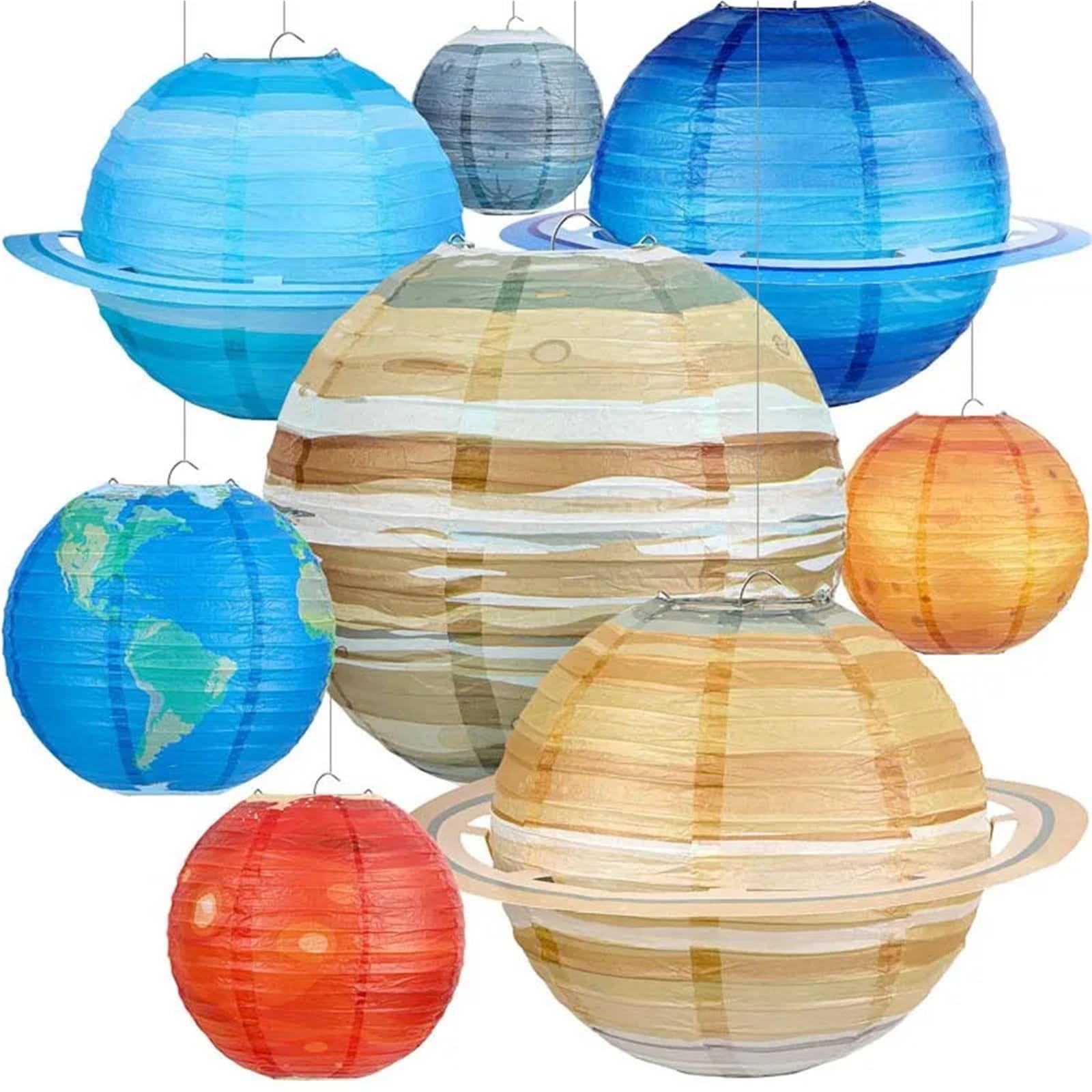 8 Stück Weltraum-Thema Acht Planeten Laterne for Aufhängen Klasse Festival Party Dekor Erde Mars Papierlaterne Für Haushalt Wohnen(Color8)
