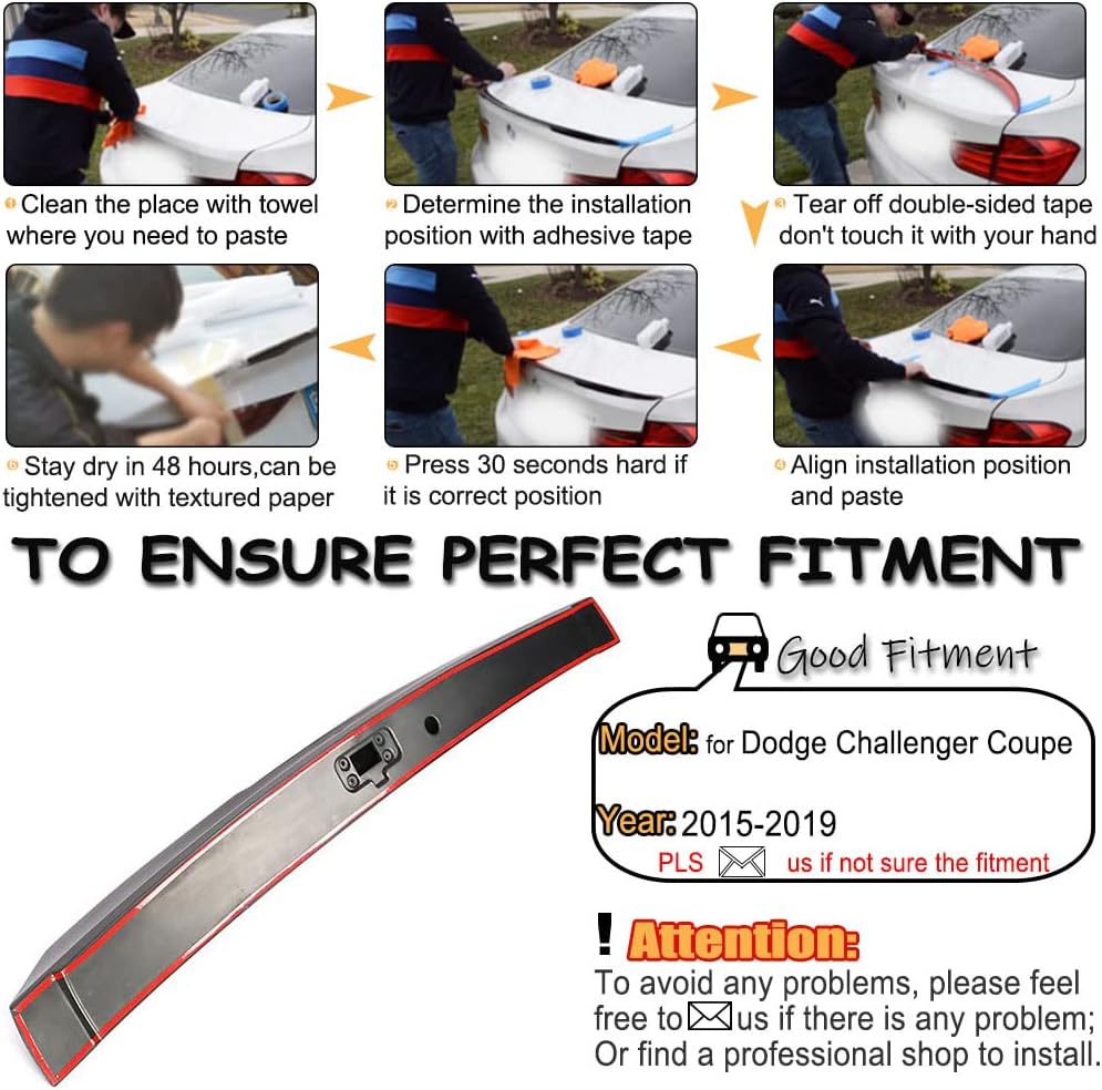 Trunk Spoiler fits for Dodge Challenger Coupe 2015-2019 Factory Outlet Carbon Fiber CF Rear Boot Lid Highkick Wing Lip