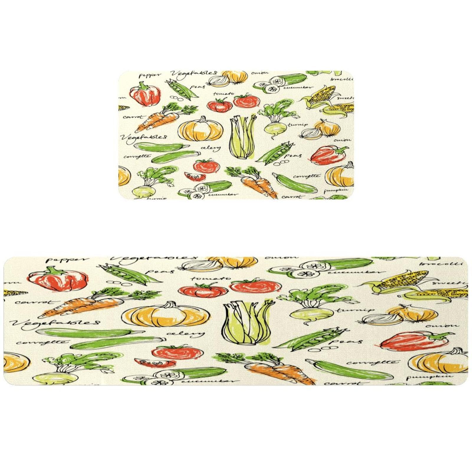 Tapis de cuisine concombre et tomate absorbant et lavable pour couloir