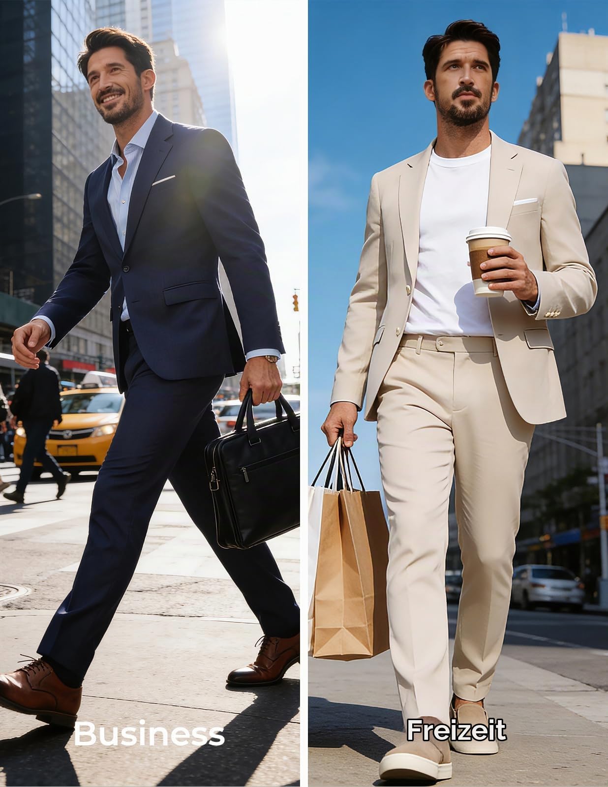 PJ PAUL JONES Herren Anzug 2 Teilig Slim Fit Modern Suits Marineblau L